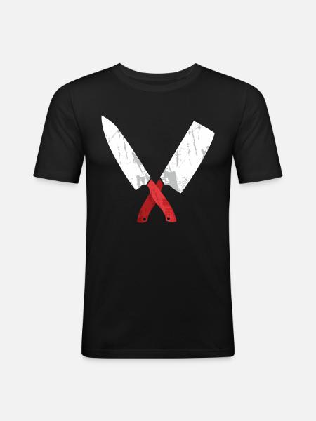 Chef's knife crossed - Men's Slim Fit T-Shirt - black