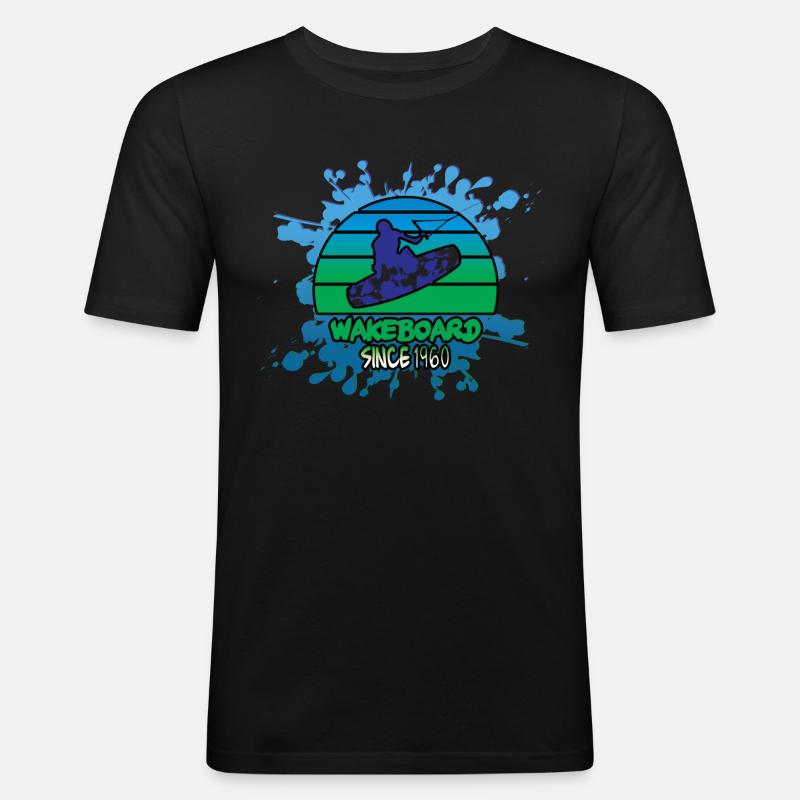 Wakeboard, Splash - Männer Slim Fit T-Shirt - Schwarz