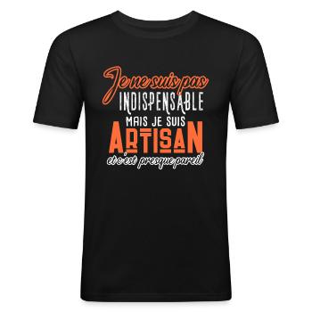 Artisan, humour métier, idée cadeau artisanat - T-shirt près du corps Homme - noir - Devant - Nik (191cm)