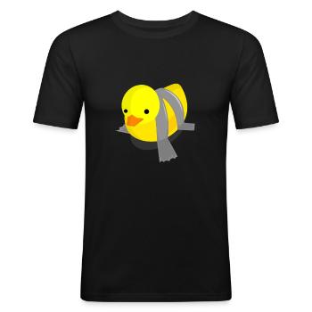 Ruban adhésif canard artisan drôle - T-shirt près du corps Homme - noir - Devant - Nik (191cm)