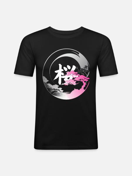 Japan modern enso rose - Men's Slim Fit T-Shirt - black