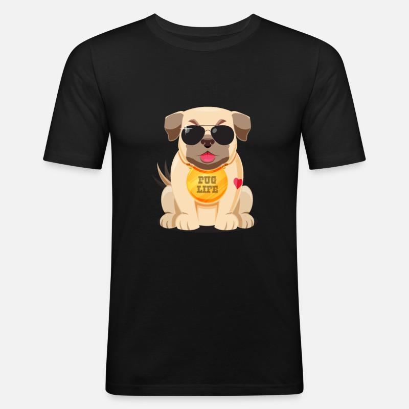 Pug Life - Mops - Männer Slim Fit T-Shirt - Schwarz