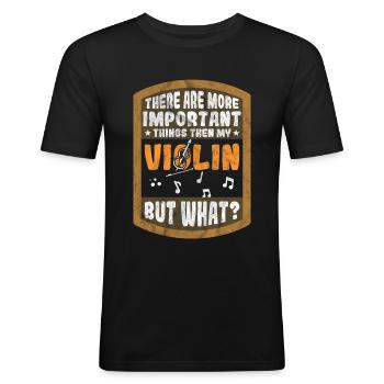 Orchestre violoniste - T-shirt près du corps Homme - noir - Devant - Nik (191cm)