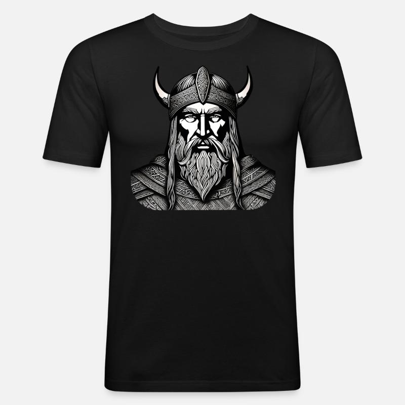Stolzer Wikinger Krieger Germane - Männer Slim Fit T-Shirt - Schwarz
