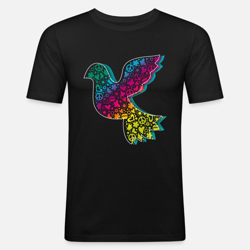 Friedenstaube Verlauf DDP - Männer Slim Fit T-Shirt - Schwarz