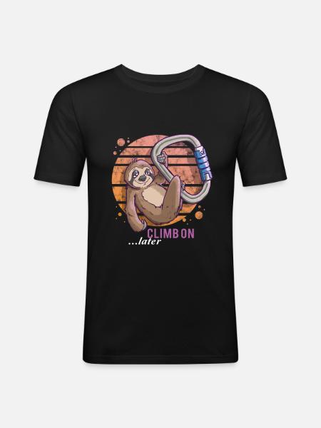 T-shirt d'escalade paresseux escalade d'escalade - T-shirt près du corps Homme - noir