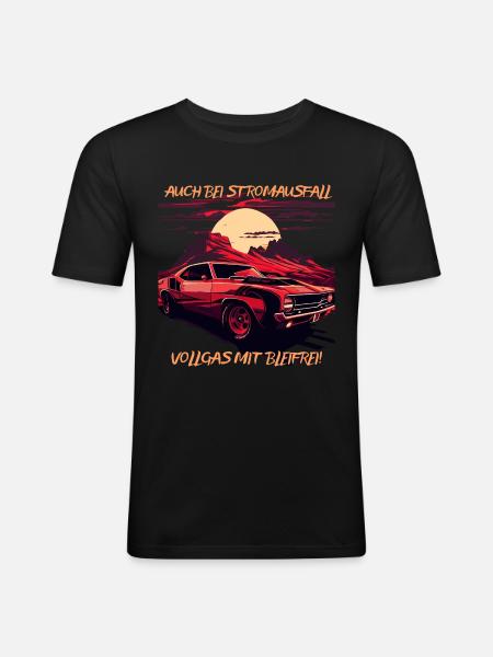 Kein strom, kein Problem - Männer Slim Fit T-Shirt - Schwarz