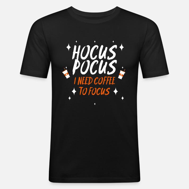 Coffee Hocus Pocus to Focus - Männer Slim Fit T-Shirt - Schwarz