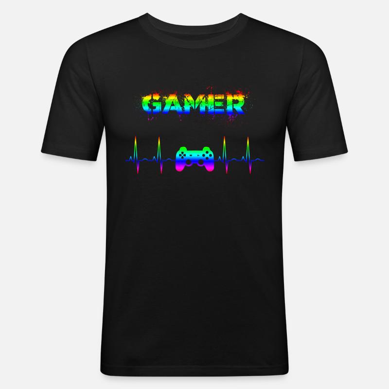 Gamer - Maglietta aderente da uomo - nero