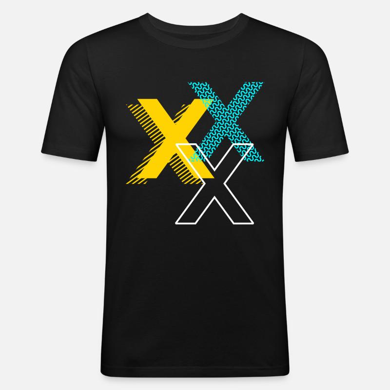 X Buchstabe - Männer Slim Fit T-Shirt - Schwarz