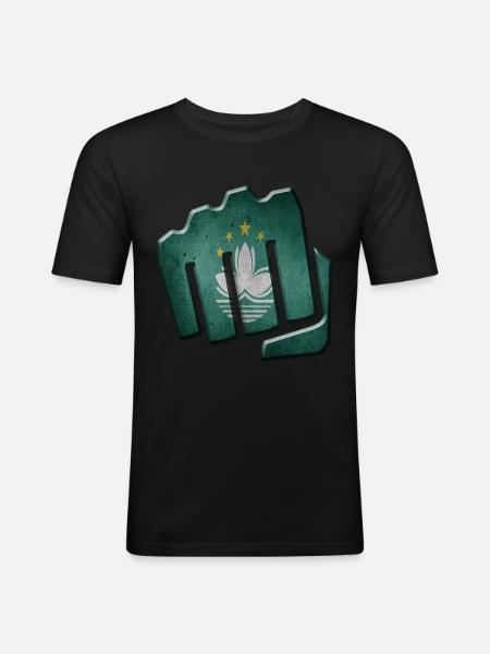Macau - Männer Slim Fit T-Shirt - Schwarz