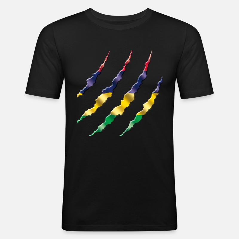Mauritius - Männer Slim Fit T-Shirt - Schwarz