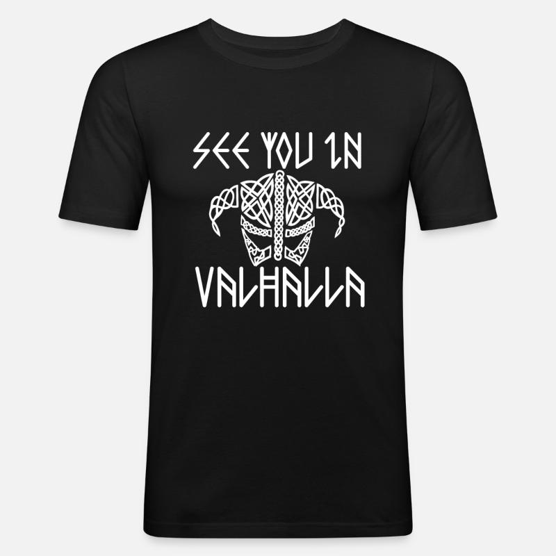 Valhalla - Männer Slim Fit T-Shirt - Schwarz