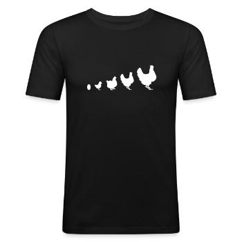 de l'œuf au poulet évolution poulets - T-shirt près du corps Homme - noir - Devant - Nik (191cm)