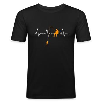 Pêcher Heartbeat battement de cœur - T-shirt près du corps Homme - noir - Devant - Nik (191cm)