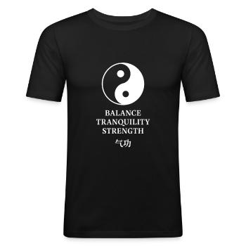 Qi Gong Chi Kung Praktizierende Meditation Geschenk - Männer Slim Fit T-Shirt - Schwarz - Vorne - Nik (191cm)
