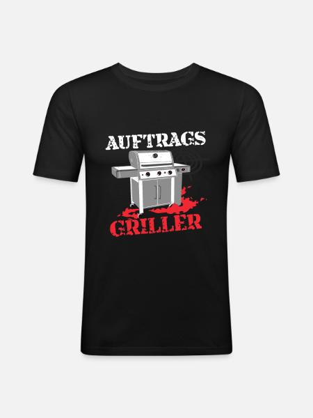 Auftragsgriller - Männer Slim Fit T-Shirt - Schwarz