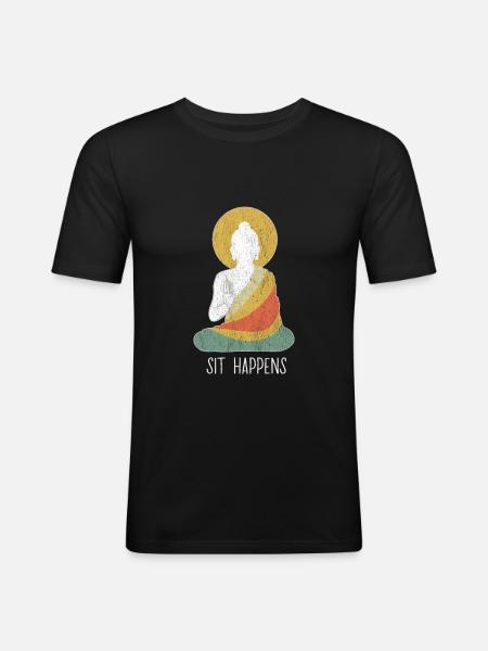 Funny buddha buddhism meditation peace dharma zen - Men's Slim Fit T-Shirt - black
