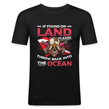 Kast Bach i havet dykker dykkere - Herre Slim Fit T-Shirt - sort - Foran - Nik (191cm)