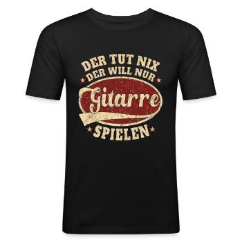 Gitarre der tut nix Gitarre - Männer Slim Fit T-Shirt - Schwarz - Vorne - Nik (191cm)