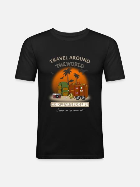 Cool motief voor uw vakantie en voor de reis - Mannen slim fit T-shirt - zwart