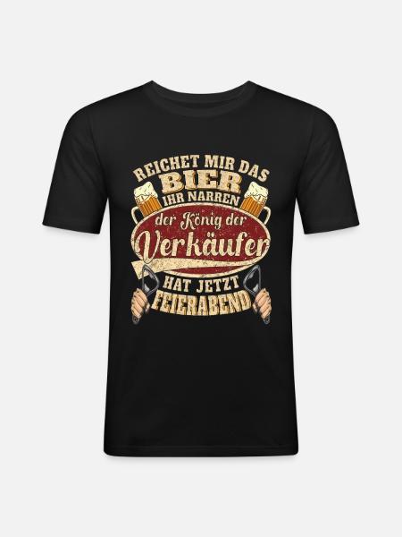 Verkäufer Bier Feierabend - Männer Slim Fit T-Shirt - Schwarz