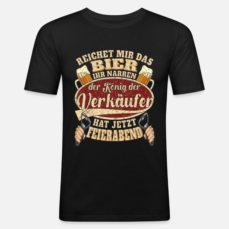 Verkäufer Bier Feierabend - Männer Slim Fit T-Shirt - Schwarz