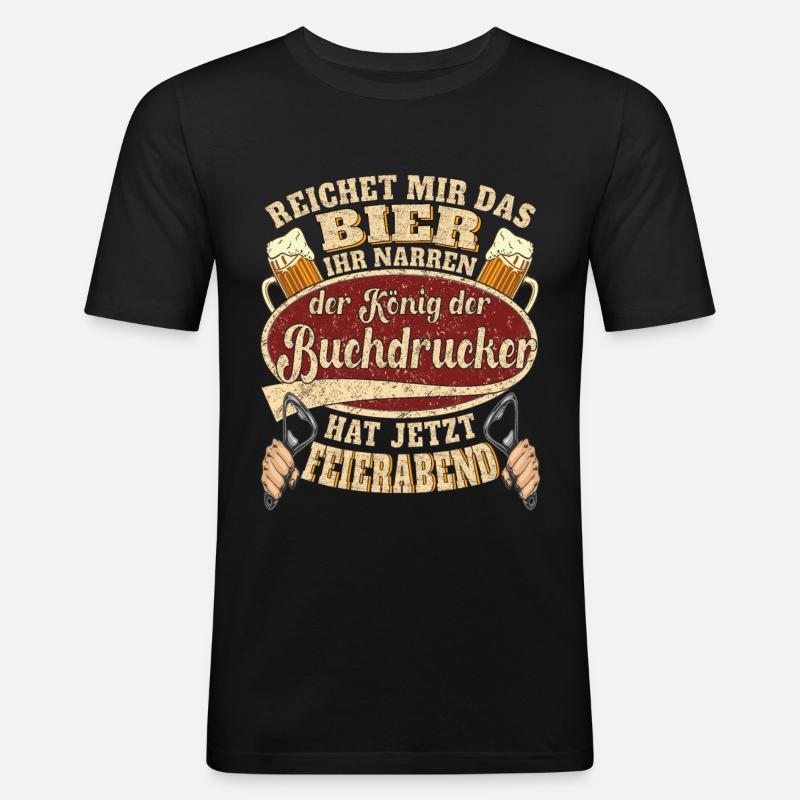 Buchdrucker Bier Feierabend - Männer Slim Fit T-Shirt - Schwarz