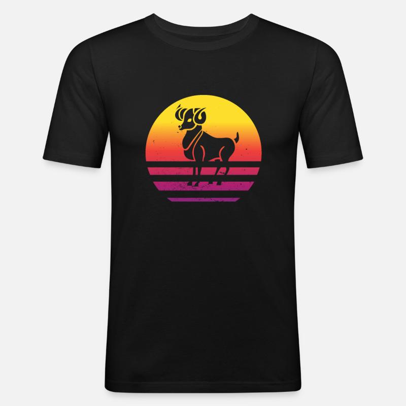Sternzeichen Widder - Männer Slim Fit T-Shirt - Schwarz