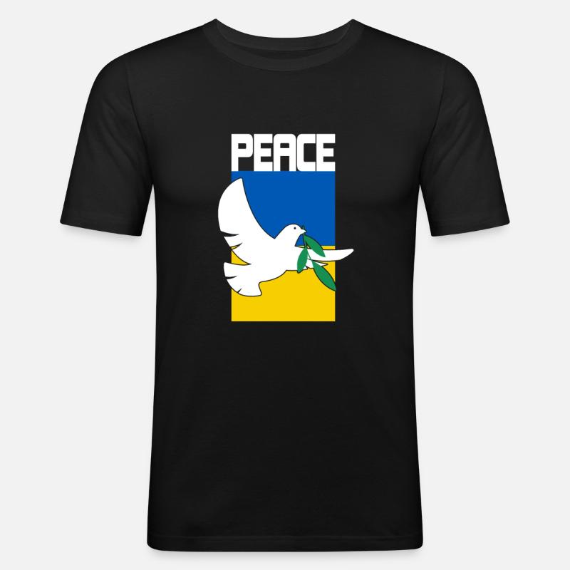 Ukraine Flagge Frieden Geschenkidee - Männer Slim Fit T-Shirt - Schwarz