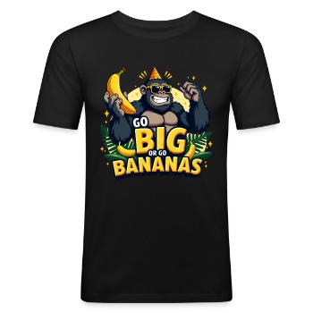 Go Big or Go Bananas - Gorilla Design - Männer Slim Fit T-Shirt - Schwarz - Vorne - Nik (191cm)