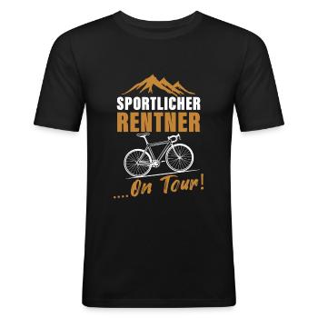 Herren Sportlicher Rentner on tour - Männer Slim Fit T-Shirt - Schwarz - Vorne - Nik (191cm)