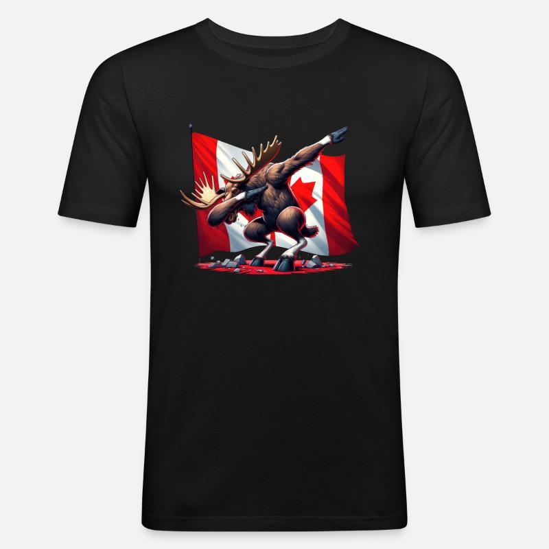 Moose Unleashed: Canadian Vigor - Men's Slim Fit T-Shirt - black