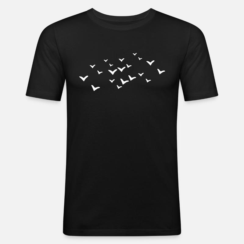 Vögel - Männer Slim Fit T-Shirt - Schwarz