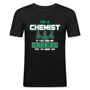 chimiste - T-shirt près du corps Homme - noir - Devant - Nik (191cm)
