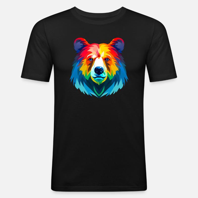 bunter Bär - Männer Slim Fit T-Shirt - Schwarz