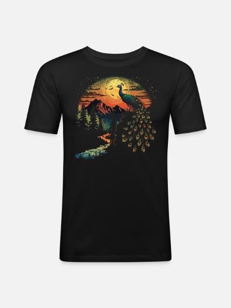 Peacock Bird Pheasant - Men's Slim Fit T-Shirt - black