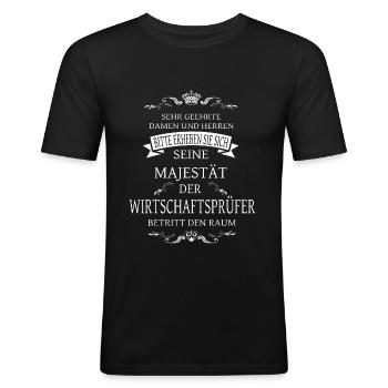 Seine Majestät der Wirtschaftsprüfer - Männer Slim Fit T-Shirt - Schwarz - Vorne - Nik (191cm)