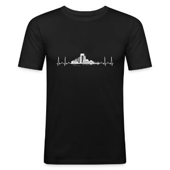 Hamburg Geschenkidee Hamburger Deutschland Hafen - Männer Slim Fit T-Shirt - Schwarz - Vorne - Nik (191cm)