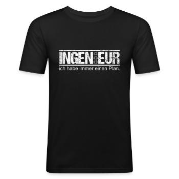 Ingenieur Elektrotechnik Ingenieure Maschinenbau - Männer Slim Fit T-Shirt - Schwarz - Vorne - Nik (191cm)