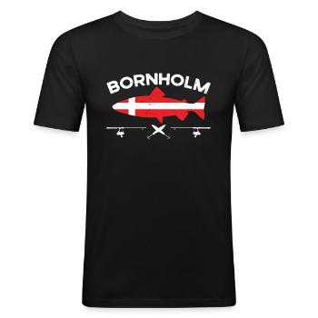 Meerforelle Angeln Bornholm - Männer Slim Fit T-Shirt - Schwarz - Vorne - Nik (191cm)
