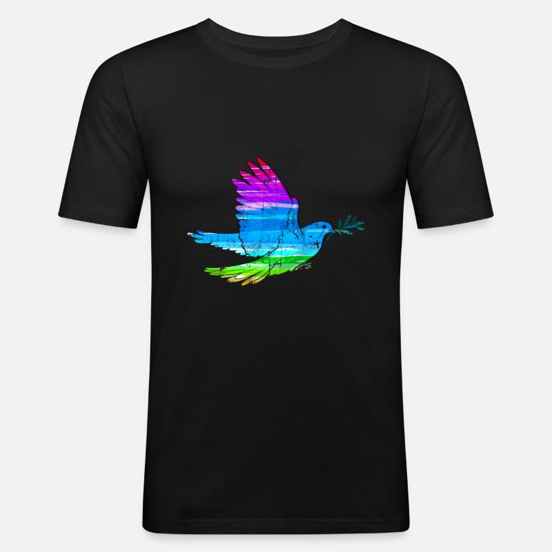 Friedenstaube - Männer Slim Fit T-Shirt - Schwarz