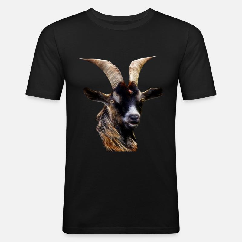 ZIEGE WIDDER STEINBOCK - Männer Slim Fit T-Shirt - Schwarz