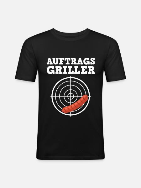 Auftragsgriller Grillkönig - Männer Slim Fit T-Shirt - Schwarz