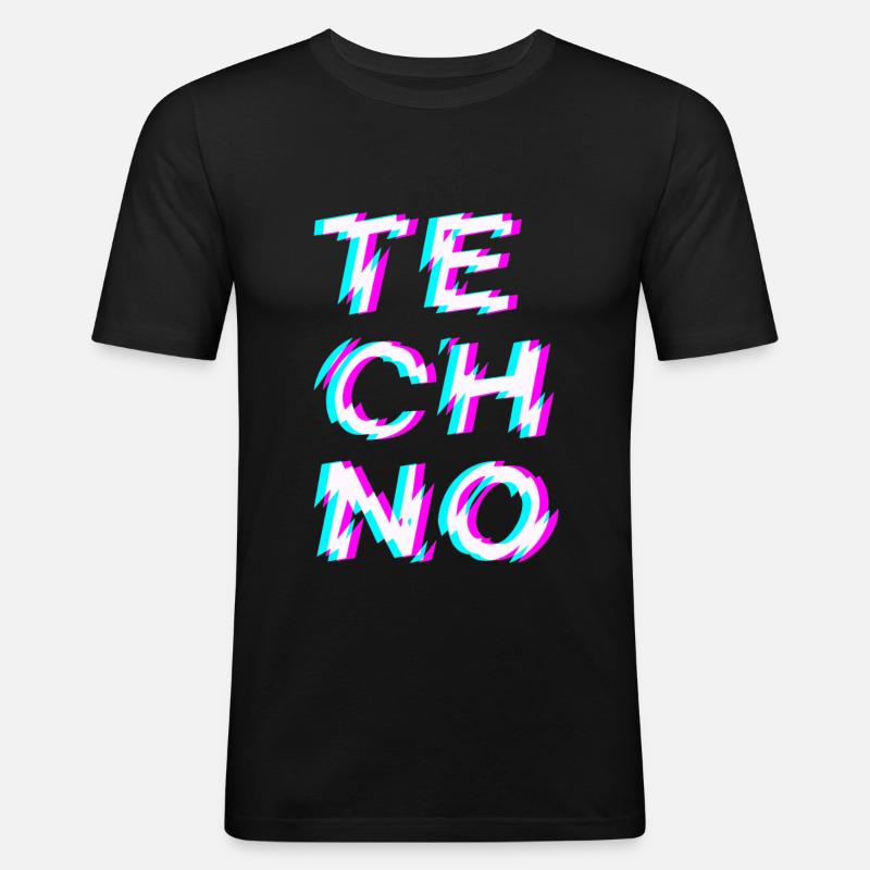 Techno Rave - Männer Slim Fit T-Shirt - Schwarz