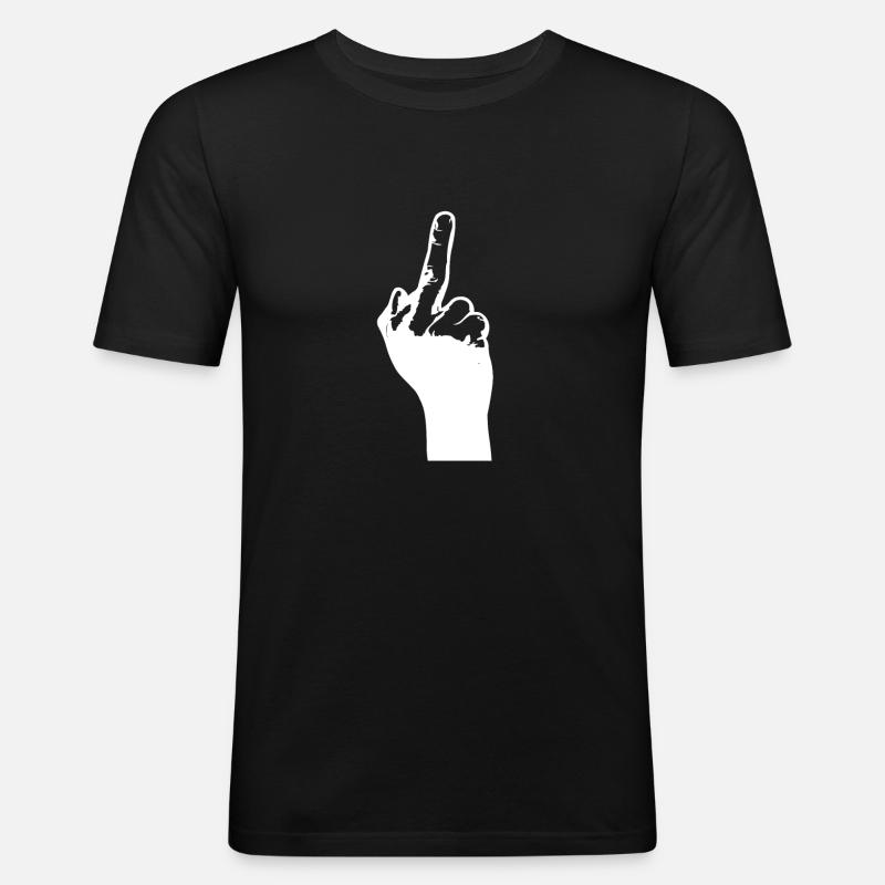 Ich zeige Dir den Mittelfinger - Männer Slim Fit T-Shirt - Schwarz