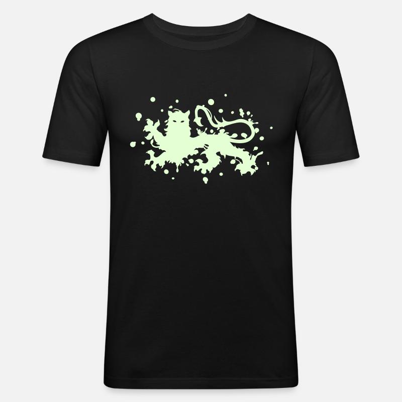 Lion Norman leon Leopard Löwe inkblots - Männer Slim Fit T-Shirt - Schwarz