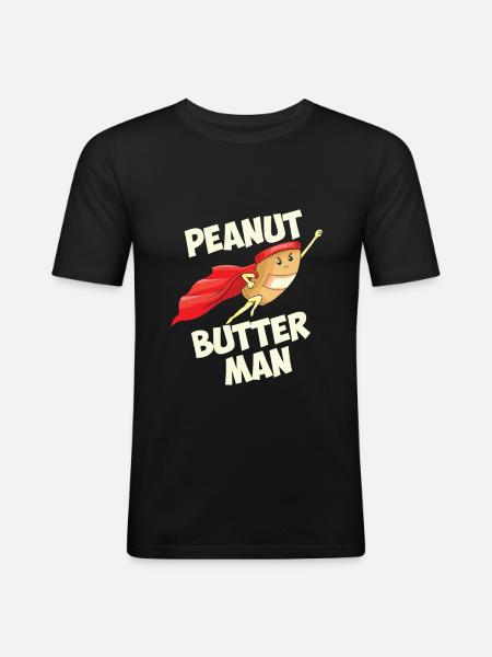 Peanøttsmør Peanøttsmør Superhelt - Slim Fit T-skjorte for menn - svart