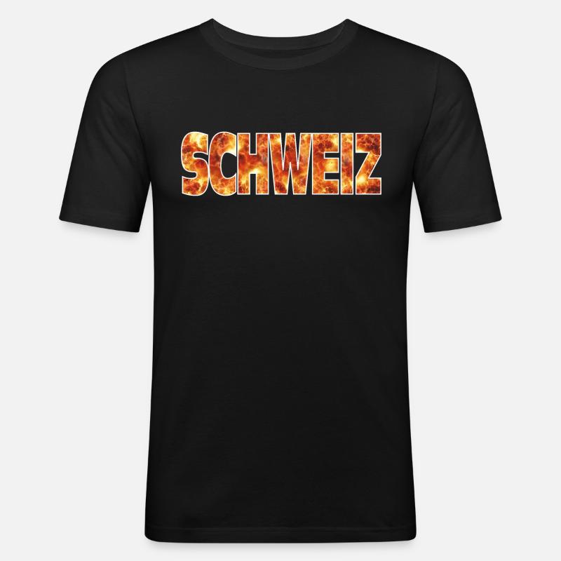 Schweiz - Männer Slim Fit T-Shirt - Schwarz