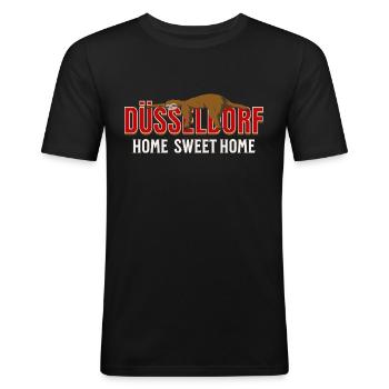 Düsseldorf Home sweet home Faultier Heimt - Männer Slim Fit T-Shirt - Schwarz - Vorne - Nik (191cm)
